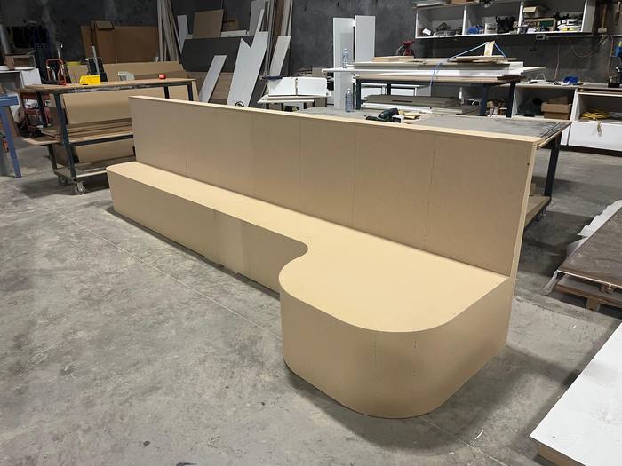 Curved commercial shopfitting counter under construction